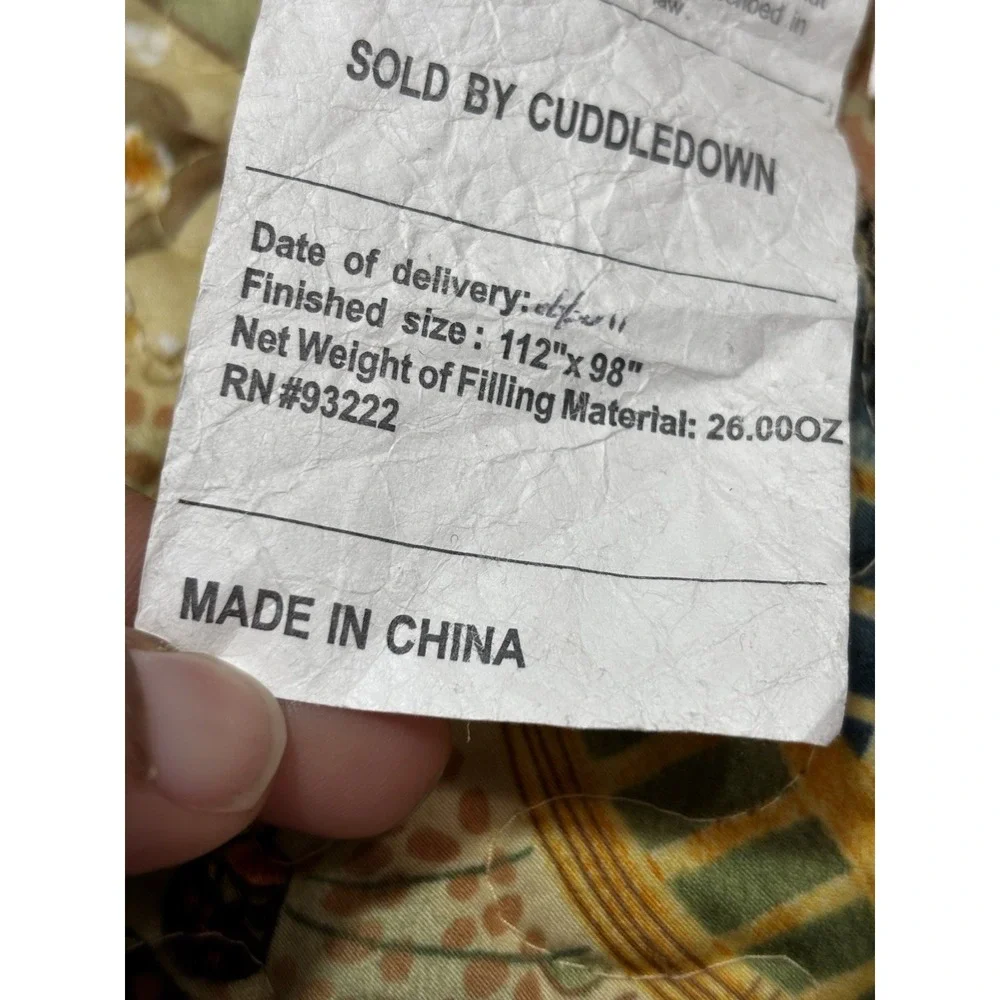 Cuddledown King Cotton Floral Asian Garden Quilted Bedspread 112x98 Scalloped